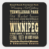 ウィニペグシティオブカナダタイポグラフィアート スクエアシール (正面)