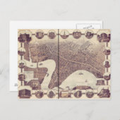 ウィニペグマニトバCanada Bird's Eye Viewマップ1884 ポストカード (正面/裏面)