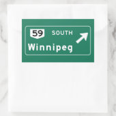 ウィニペグ，カナダロードサイン 長方形シール (バッグ)