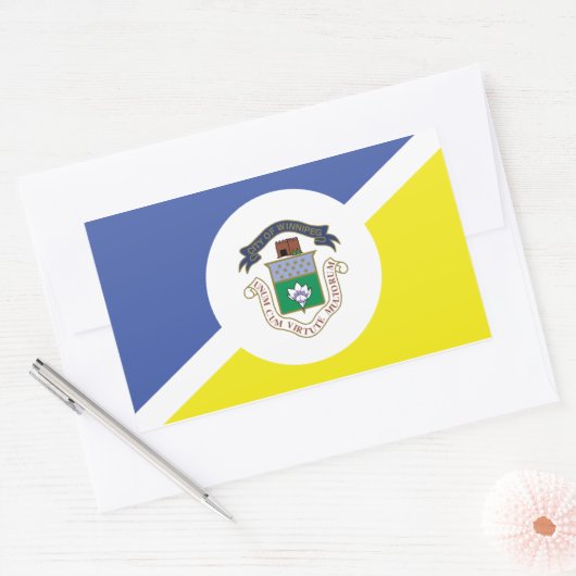 ウィニペグ,マニトバ長方形ステッカー国旗 長方形シール (封筒)