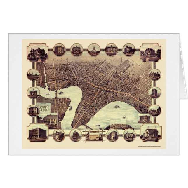 ウィニペグ、MBのカナダのパノラマ式の地図- 1884年 (正面横)