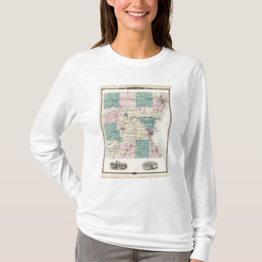 ウィネベーゴ郡、ウィスコンシンの州の地図 Tシャツ (正面)