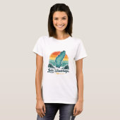 ウィネベago湖 WI 夕焼け 湖マップ アウトライン Tシャツ (正面フル)