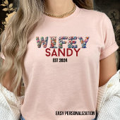 ウィフィーパーソナライズされたウィフィーフローラパステルアルファベット Tシャツ