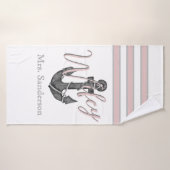 ウィフェイ航海のモノグラムダスティバラピンクいかり バスタオル (バスタオル)