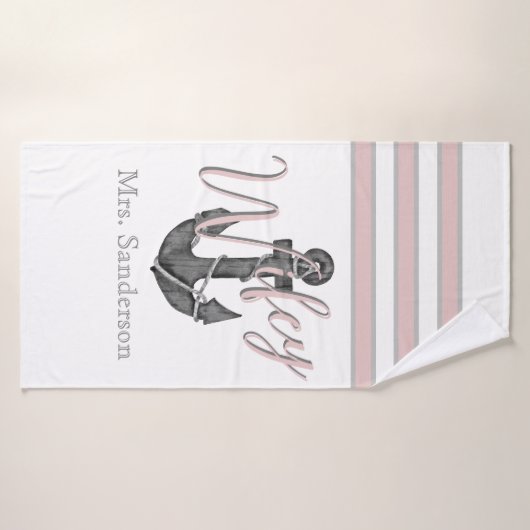 ウィフェイ航海のモノグラムダスティバラピンクいかり バスタオル (バスタオル)