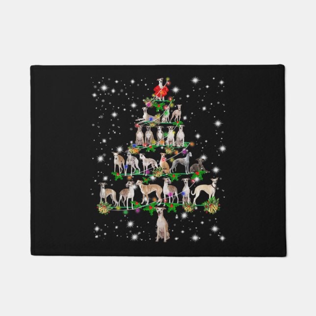 ウィペットおもしろいクリスマスツリーオーナメントデコールギフト ドアマット (正面)