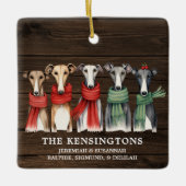 ウィペットとグレイハウンド犬の救助の休日の写真 セラミックオーナメント (正面)