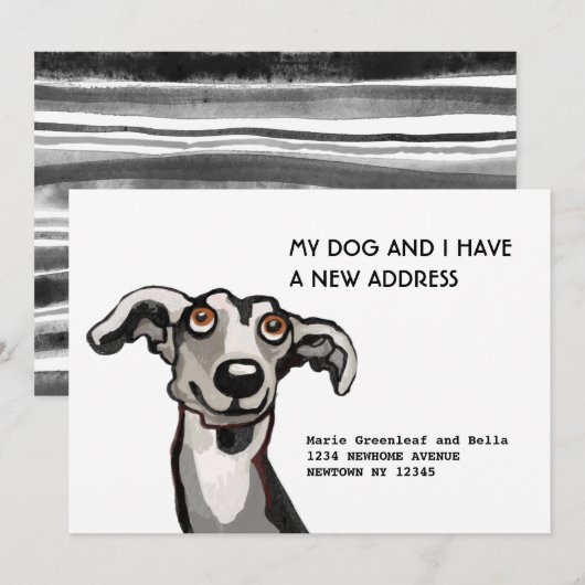 ウィペットと私たちの引っ越し、フラット発表カード 案内状 (正面/裏面)