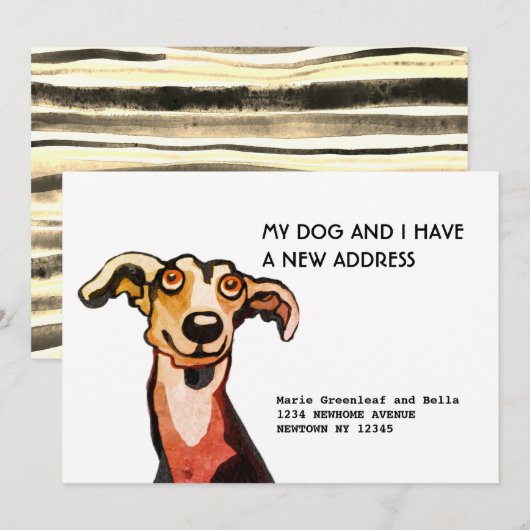 ウィペットと私たちの引っ越し、転居案内カード 案内状 (正面/裏面)