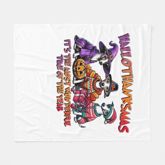 ウィペットのハロウィーン感謝祭クリスマスオーバーサイズ フリースブランケット (正面(横))