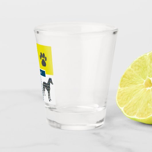 ウィペットイタリアングレイハウンドシルエットドッグ&ポーY&B ショットグラス (右)