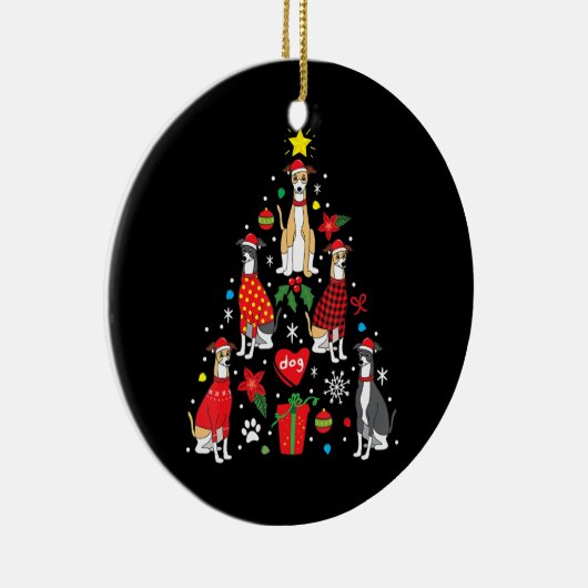 ウィペットクリスマスオーナメントツリーおもしろい犬ママパパ セラミックオーナメント (右)