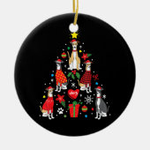 ウィペットクリスマスオーナメントツリーおもしろい犬ママパパ セラミックオーナメント (正面)
