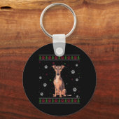 ウィペットクリスマスセータークリスマスペットアニマルドッグラブ キーホルダー (正面)