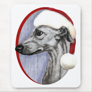 ウィペットクリスマスブラックサンタ マウスパッド