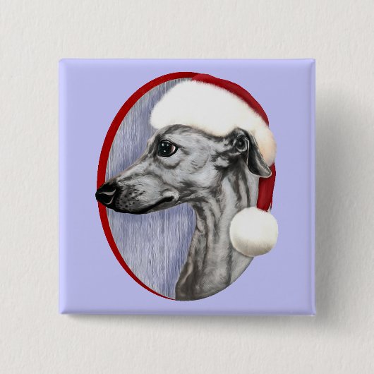 ウィペットクリスマスブラックサンタ 缶バッジ (正面)