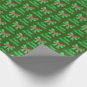 ウィペットシルエットグリーンクリスマスドッグ&グリーンボウ ラッピングペーパー (角)