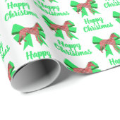 ウィペットシルエットホワイトクリスマスドッグ&グリーンボウ ラッピングペーパー (ロールコーナー)