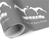 ウィペットシルエット夫婦と文字 ラッピングペーパー (ロールコーナー)