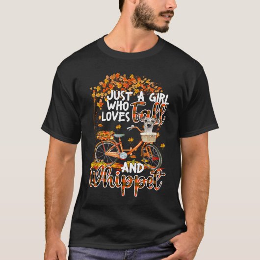 ウィペット及び秋おもしろい犬オーナーバイシクルサンクスギフ Tシャツ (正面)