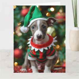 ウィペット小妖精や小人子犬クリスマスカード カード