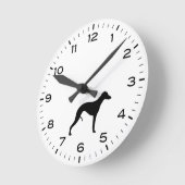 ウィペット犬がシルエットを育てる ラウンド壁時計 (傾斜)