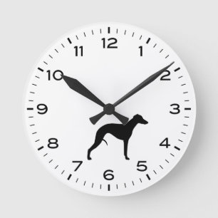 ウィペット犬がシルエットを育てる ラウンド壁時計
