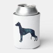 ウィペット犬が黒水色シルエットを育てる 缶クーラー (缶正面)