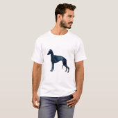 ウィペット犬が黒水色シルエットを育てる Tシャツ (正面フル)