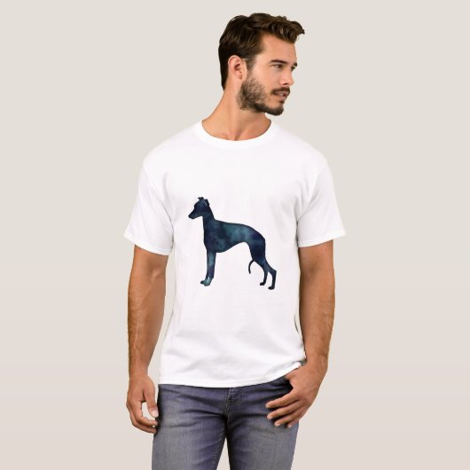 ウィペット犬が黒水色シルエットを育てる Tシャツ (正面フル)
