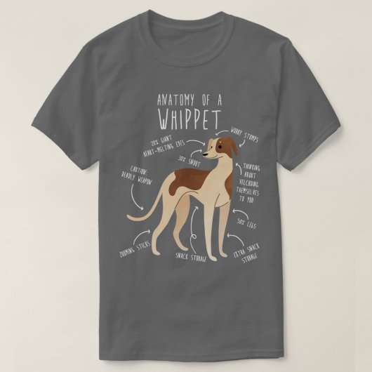 ウィペット犬の解剖学 Tシャツ (デザイン正面)