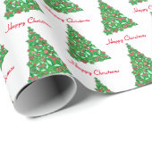ウィペット犬クリスマスツリーホリデーホワイト ラッピングペーパー (ロールコーナー)