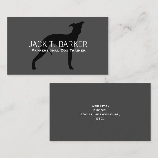 ウィペット犬シルエットブラックオングレー 名刺 (正面/裏面)