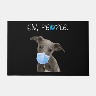 ウィペット犬Ew people顔マスクを着た犬 ドアマット