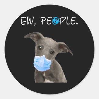 ウィペット犬Ew people顔マスクを着た犬 ラウンドシール