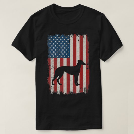 ウィペット米国国旗USA愛犬家パピーUS Tシャツ (デザイン正面)