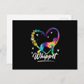 ウィペット絞り染めレインボードッグラバーギフトTシャツ シーズンポストカード (正面/裏面)