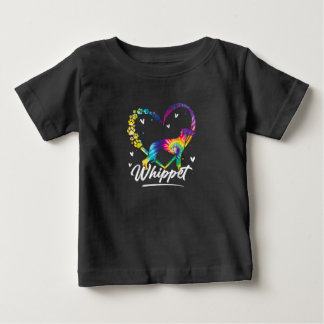 ウィペット絞り染めレインボードッグラバーギフトTシャツ ベビーTシャツ
