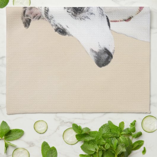 ウィペット絵画ズ – かわいいオリジナルドッグアート キッチンタオル (折り畳み)