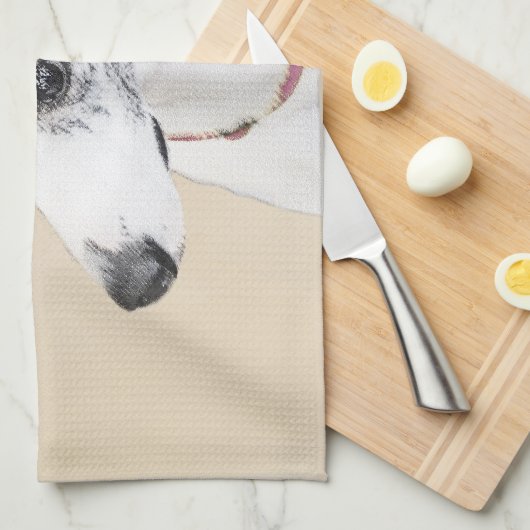 ウィペット絵画ズ – かわいいオリジナルドッグアート キッチンタオル (四つ折り)