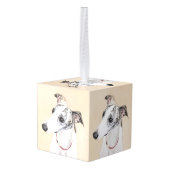 ウィペット絵画ズ – かわいいオリジナルドッグアート キューブオーナメント (裏面アングル)