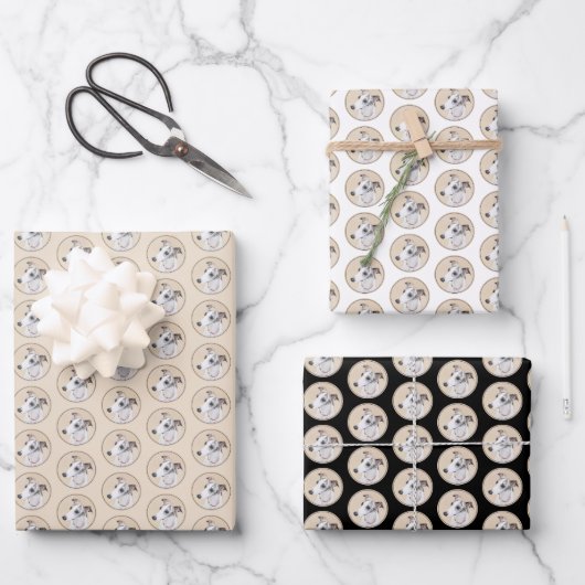 ウィペット絵画ズ – かわいいオリジナルドッグアート ラッピングペーパーシート (正面)