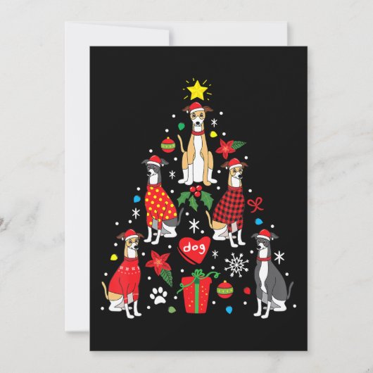 ウィペット クリスマス オーナメント ツリー ユニーク 犬 ママ パパ 招待状 (正面)