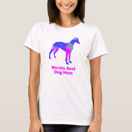ウィペット/グレイハウンドイタリアンドッグシルエットピンクブルー Tシャツ