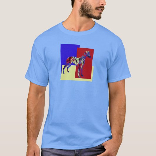 ウィペット/グレイハウンドイタリアンドッグシルエットRYBトリ Tシャツ (正面)