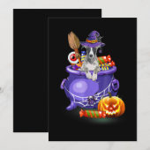 ウィペット 犬 魔女の帽子 キャンディー カボチャ ハロウィン シーズンカード (正面/裏面)