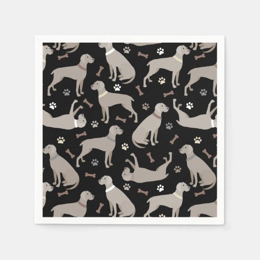 ウィマラナーの骨と前足 スタンダードカクテルナプキン (正面)