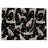 ウィマラナー・ボーンズとポーズブラック ラージペーパーバッグ (裏面)