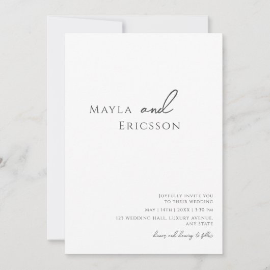 ウィミカルカジュアルミニマリスト結婚Photo Script 招待状 (正面)